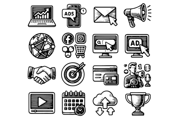 Download Digital Marketing Hand Drawn Icons Set - Digital Collection