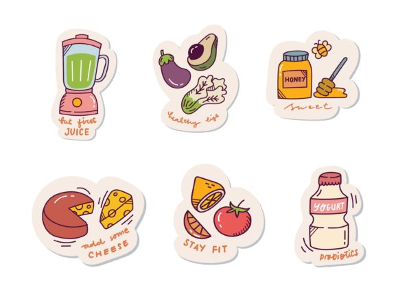 Download Cute Digital Sticker Set, Healthy Food - Digital Collection