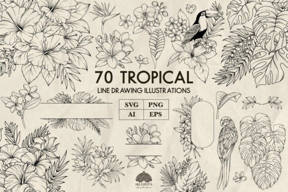 Download Tropical Plants and Flowers Svg - Plants Collection