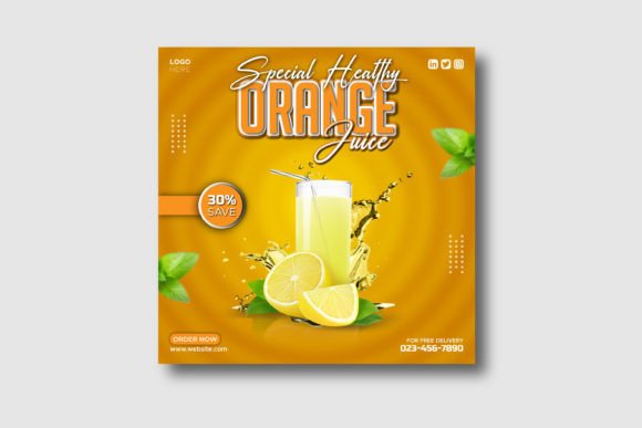 Download Orange Juice Social Media Post Design - Premium Resources