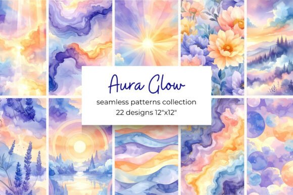 Download Aura Glow Pastels Digital Paper - Digital Collection