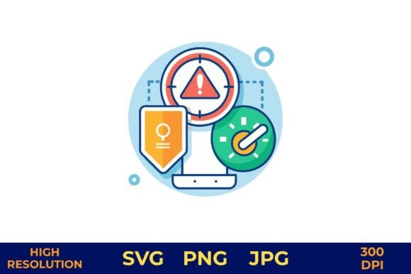 Download Digital Risk Monitoring Icon with Alert - Digital Collection