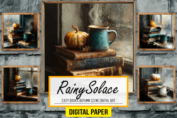 Download Cozy Books Autumn Scene Digital Artwork - Digital Collection