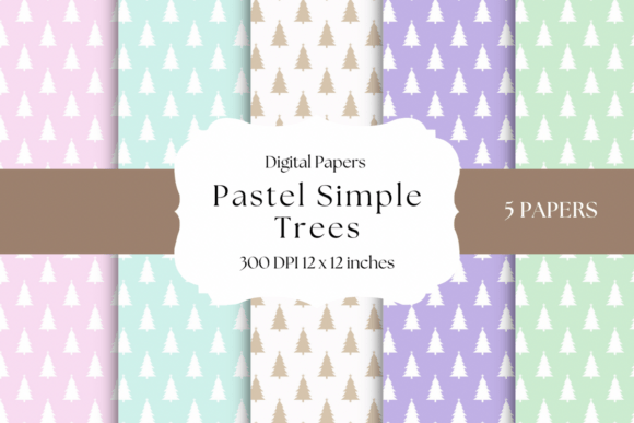 Download Pastel Simple Trees Digital Papers - Digital Collection